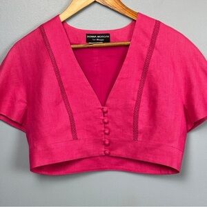 EUC Donna Morgan Pink Cropped Linen Blouse
